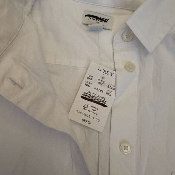 J Crew Women’s petite relaxed button up cotton white PXS m12 - Picture 3 of 4